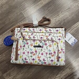 Multi Sac Butterfly & Flower Print Crossbody Bag NWT
